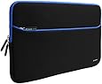 Evecase 15.6-Inch Ultra-Slim Neoprene Padded Sleeve Case Bag w/ Accessory Pocket for Laptop / Gaming Laptop / Notebook / Ultrabook / Chromebook (Black and Blue Trim)