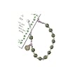 Silver Toned Celtic Rosary Bracelet w/Green Glass Engraved Shamrock Beads