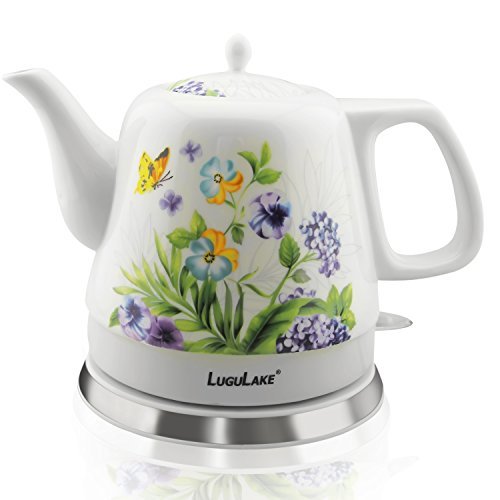 LuguLake Teapot Ceramic Electric Kettle Cordless Water Tea 1200ML fhdkjxgkj
