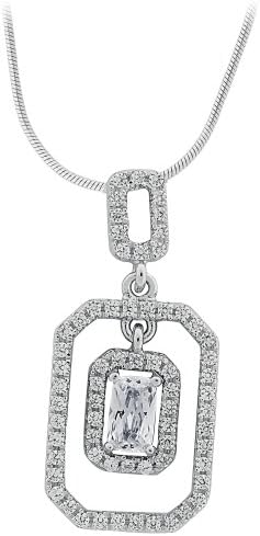 Ryssa925 2 Carat CZ Micropave Sterling Silver &amp; Sworovski Dangling Pendant (Incl Sterling Silver Chain)