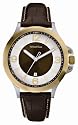 Nautica A20031G Gents Brushed Silver & Gold Watch With Brown Croco Pattern Leather Strap