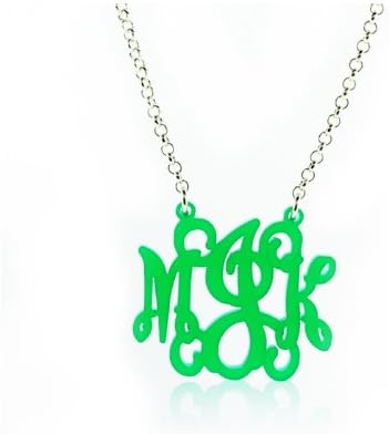 Black Acrylic Monogram Necklace with Swirls - MJK Design