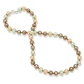 Valero Pearls Perldor Damen-Halskette Sdsee / Tahiti-Muschelkernperlen kupfer / jade / chocolate / schokobraun 45 cm 60650049