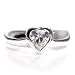 Sterling Silver Heart Adjustable Toe Ring W/ White CZ Cubic Zirconia