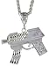 Sterling Silver 1 5/16 (33 mm) Diamond Cut Gun (Uzi) Pendant