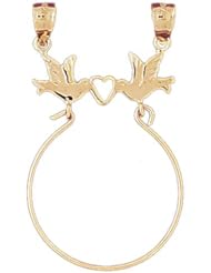Dazzlers Solid 14k Gold Love Bird Charm Holder Charm Pendant Available in three colors from jewelsberry (weights: 2.0 grams only)