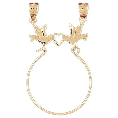 Cheap Girls Jewelry Dazzlers Solid 14k Gold Love Bird Charm Holder Charm Pendant Available in three colors from jewelsberry (weights: 2.0 grams only) For Sale