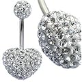 Piercing nombril en cristal Swarovski en forme de coeur - Fait � la main - Tige en acier chirurgical 316L