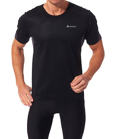 Odlo Herren Sportunterw&auml;sche Shirt Short Sleeve Crew Neck Windproof,black - ebony grey , ( Preisvergleich