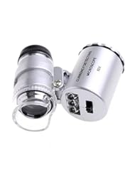 Single Detail Page Misc: 60X Pocket Hand Magnifier Lamp Microscope Loupe LED Currency UV Magnifying Glass with Lights new 2015 microscopio magnify