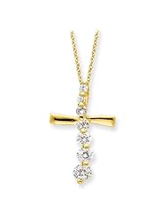 Sterling Silver Vermeil Journey Cross Pendant Necklace