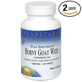 Planetary Herbals Full Spectrum Horny Goat Weed, 1200 mg, Tablets , 60 tablets (Pack of 2)