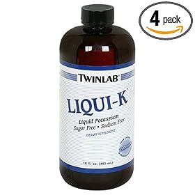 TwinLab  Liqui-K, Liquid Potassium, Unflavored , 16 Ounces (Pack of 4)