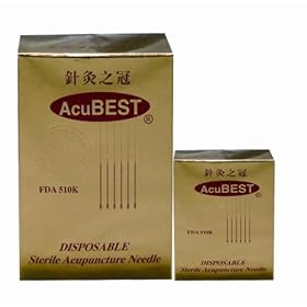 Acubest Brand Acupuncture Needle silver Handle/Individual Packed/100pcs(Gauge 26 x 1.5")