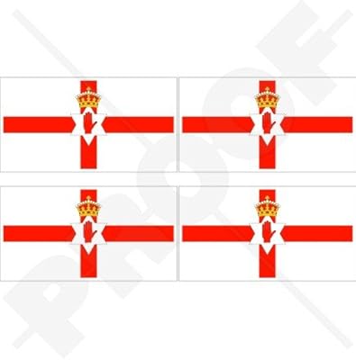 NORTHERN IRELAND Flag, Ulster Banner UK 2" (50mm) Vinyl Bumper-Helmet Stickers, Decals x4