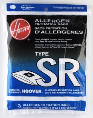 Hoover 401010SR Allergen Filtration Vacuum Bags, 3 bag pack