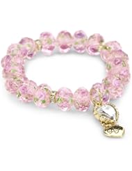 Betsey Johnson "Tzarina Princess" Pink Flower Bead Stretch Bracelet