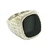 Sterling Silver Mens Large Cushion Shape Onyx Ring - Finger Sizes 7.5 to 12 Available