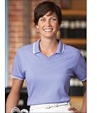 Devon & Jones Pima Interlock Womens Polo (Color=French Blue/Navy,Size=L)