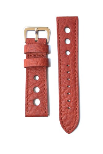 24mm Tan Panerai Pilot Style Leather Watchband with Matching Stitching
