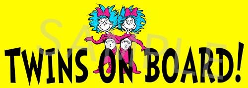 Dr. Seuss TWINS ON BOARD Car Decal. For Girl/Girl Twins.