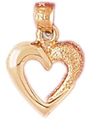Dazzlers Solid 14k Gold Floating Heart Charm Pendant Available in three colors from jewelsberry (weights: 1.4 grams only)