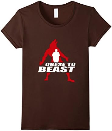 Women's Obese To Beast Shirt Weight Loss Obese Yoga Tee XL Brown