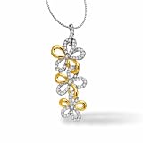 Two Tone Floral Design Diamond Pendant