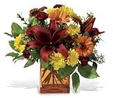 Burgundy Lilies and Orange Flowers Bouquet Autumn Awe