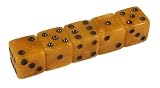 Set of 5 Dice 16mm Round Corners Marbleized Gold