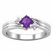 14K White Gold Amethyst and Diamond Ring