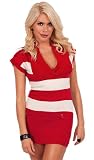Chic Straight Cut Short Sleeved Cowl Neck Collar Versatile Soft Knitted Striped Sweater Mini Dress