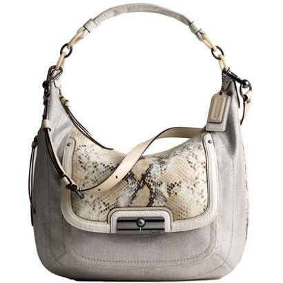 Authentic Coach Kristin Linen Embossed Python 