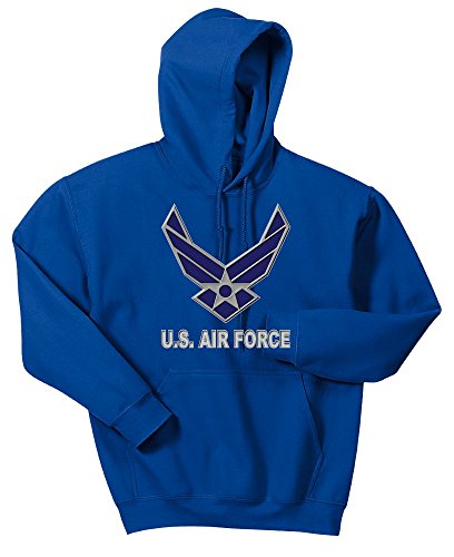 Custom U.S. Air Force chevron logo on mens hooded pullover sweatshirt