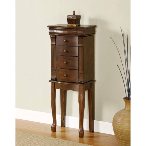 Powell Louis Philippe Walnut Finish Jewelry Armoire