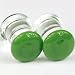 Jewelry : Pair of Glass Double Flared Color Front Plugs: 2g Jade