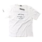 16/1　綿スラブ天竺　半袖Tシャツ 転写プリント anchor柄-オフホワイト-L