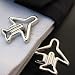 Big Paper Clip Silver Airplane Cufflinks Cuff Links