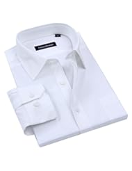 Apparel: Menschwear Mens Long Sleeve 100% Cotton White Wrinkle Resistant Shirt MC252 (XL)