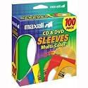 Maxell CD-403 Multi-Color CD/DVD Sleeves, 100 Pack