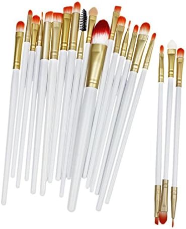 Aliliya Professional 20PCS Premium Luxurious Synthetic Hair Kabuki Makeup Brush Set Cosmetics Foundation Blending Blush Face Powder Brush Makeup Brush Kit For Eyes And Lips (Golden White)