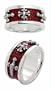 Silver Red Stingray Leather Sword/ Cross Ring