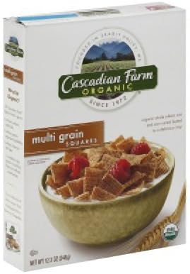 Cascadian Farm Cereal 95% Organic Multi-Grain Squares 12.3 Oz (Pack Of 10 )