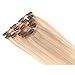 Emosa 7Pcs 70g 100% Real Full Head Remy Human Hair Clip In Extensions #18/613 Honey Blonde with Bleach Blonde Silky Soft