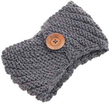Jelinda Women Girl Knitted Button Hairband Crochet Hat Ear Warmer Hair Wrap Headband (Grey)
