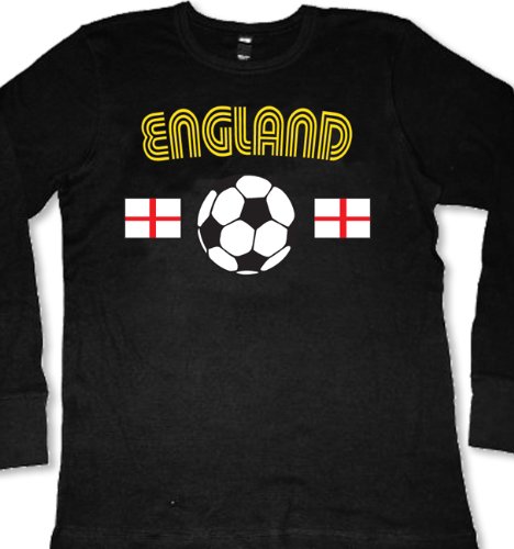 England Flags International Soccer Thermal Shirt, English Pride Mens Long Sleeve Thermal Shirt, Medium, Black