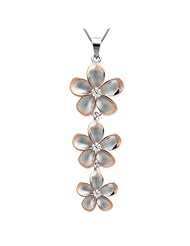 Three Plumeria Two Tone Rose Gold Necklace with Chain