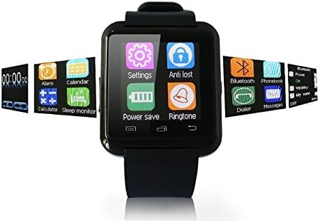 Qiufeng U8 Smart Watch, Bluetooth Fitness Smart Watch Phone for Smartphone Android Part Function for iPhone BLACK
