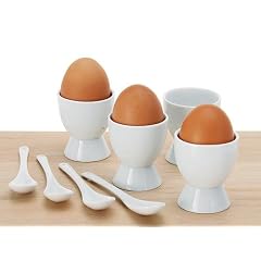8-tlg. Set Eierhalter - f�r 4 Eier & 4 L�ffel - Eierbecher - PORZELLAN