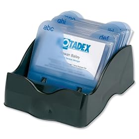 Rotadex Minimate Business Card File Open with 50 Sleeves and A-Z Index Black Ref MMATEOBC-50